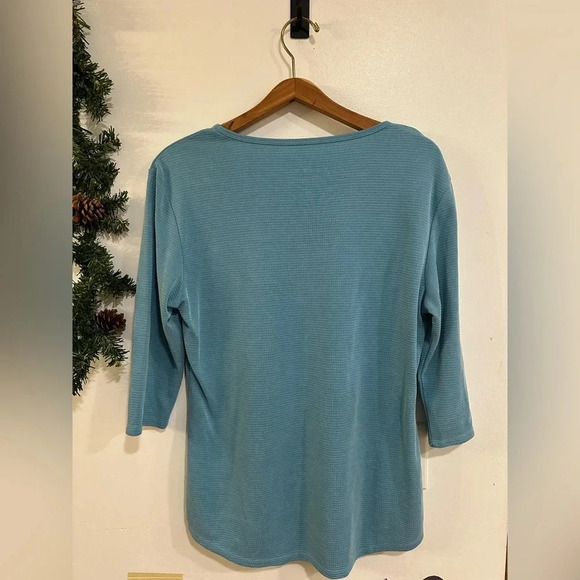 Segments Top Womens Large Blue V Neck 3/4 Sleeve Base Layer Tee Shirt Seg'Ments - Picture 5 of 5